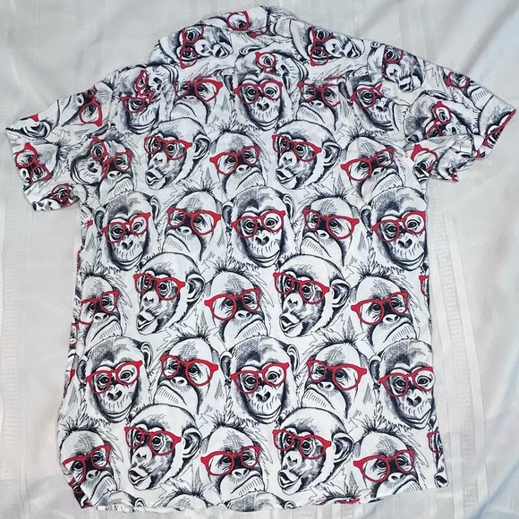 Baja Llama shirt button down chimp monkey with glasses men’s large classic fit - Picture 10 of 10